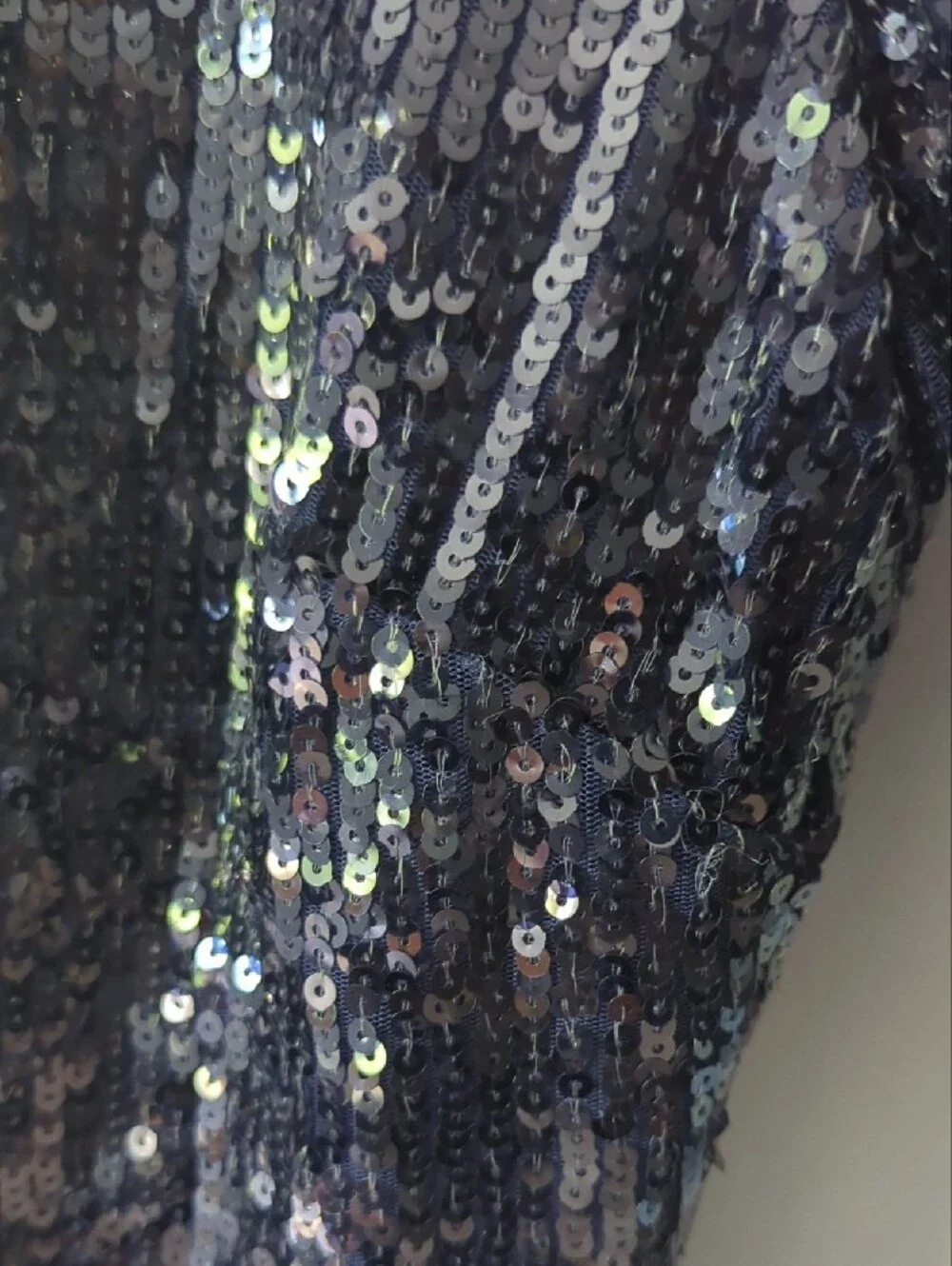 STAUD Black Blue Sequin Long-Sleeve Mini Dress - Picture 6 of 8